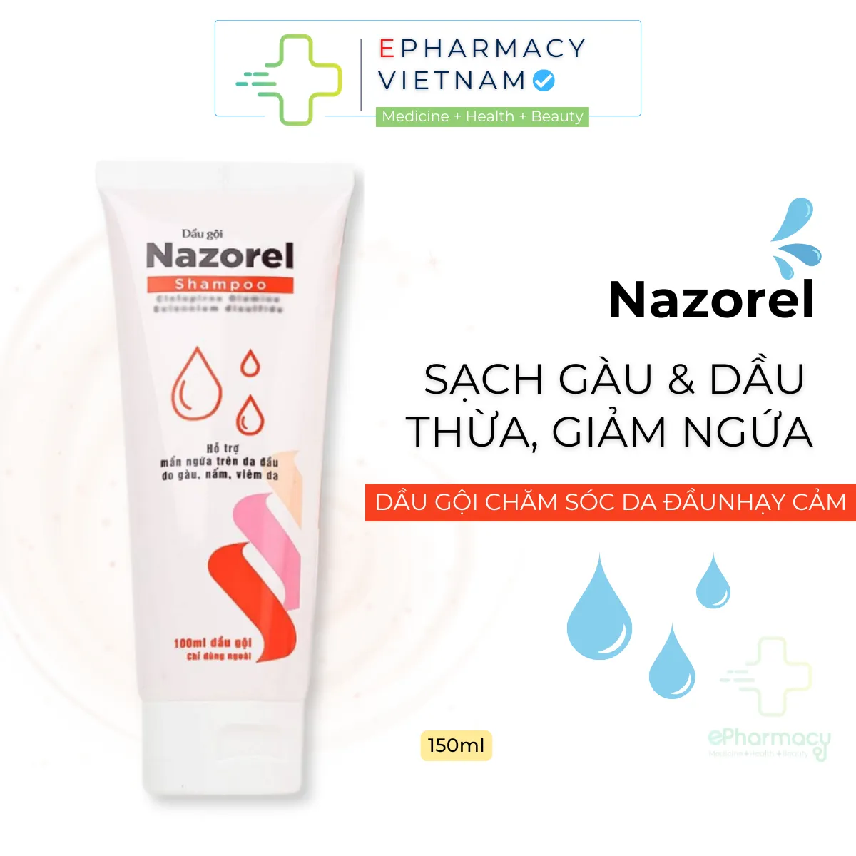 Dầu Gội NAZOREL Shampoo Giúp Giảm Gàu Ngứa, Dịu Da Đầu, Hỗ Trợ Chăm Sóc Da Đầu Nhạy Cảm