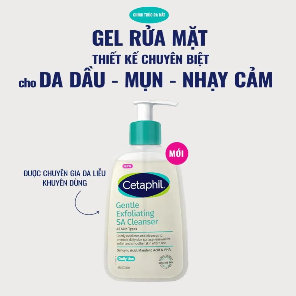 Gel Rửa Mặt CETAPHIL Gentle Exfolioating SA Cleanser Làm Sạch Sâu Cho Da Dầu Mụn Nhạy Cảm 473ml
