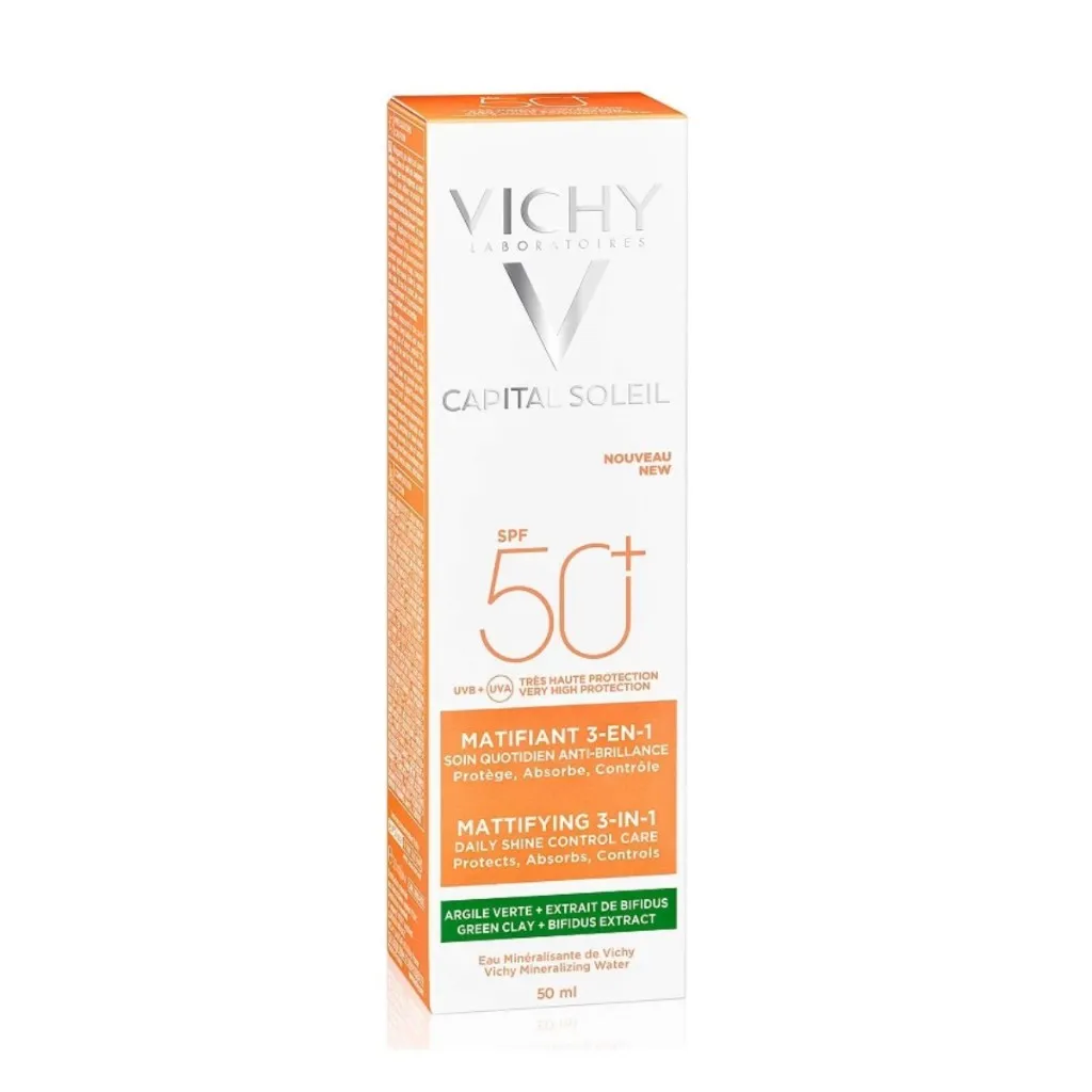 Kem Chống Nắng VICHY Capital Soleil Mattifying 3in1 SPF50+ UVB + UVA Bảo Vệ Da Toàn Diện 50ml