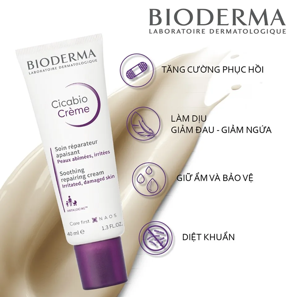Kem Dưỡng BIODERMA Cicabio Crème+ Làm Dịu Phục Hồi Da 40ml