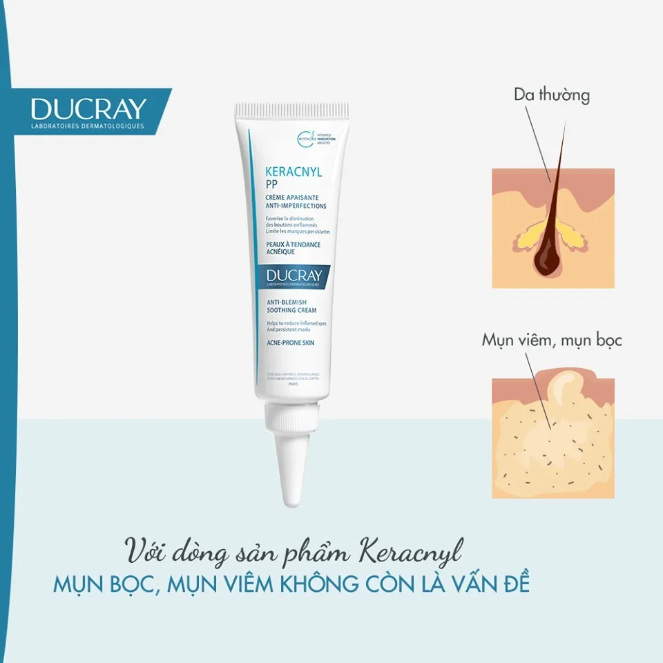 Kem Dưỡng DUCRAY Keracnyl PP+ Anti-Blemish Cream Hạn Chế Mụn & Thâm Cho Da Nhờn