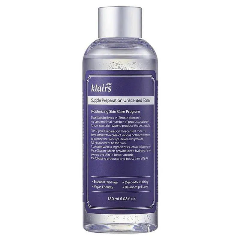 Toner KLAIRS Supple Preparation Unscented Toner Dưỡng Ẩm Chăm Sóc Da 180ml