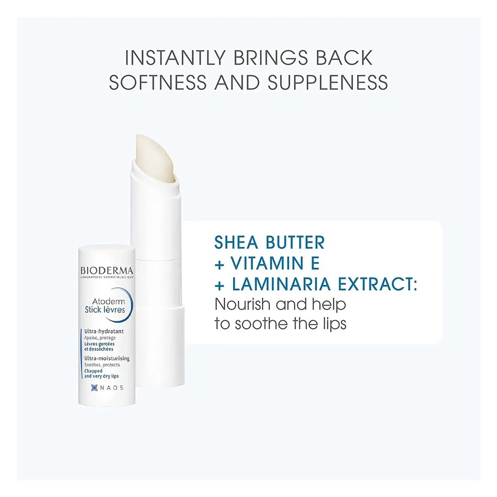Son Dưỡng Môi Bioderma Atoderm Stick Lèvres Không Màu, Dưỡng Ẩm, Căng Bóng Cho Môi Khô 4g
