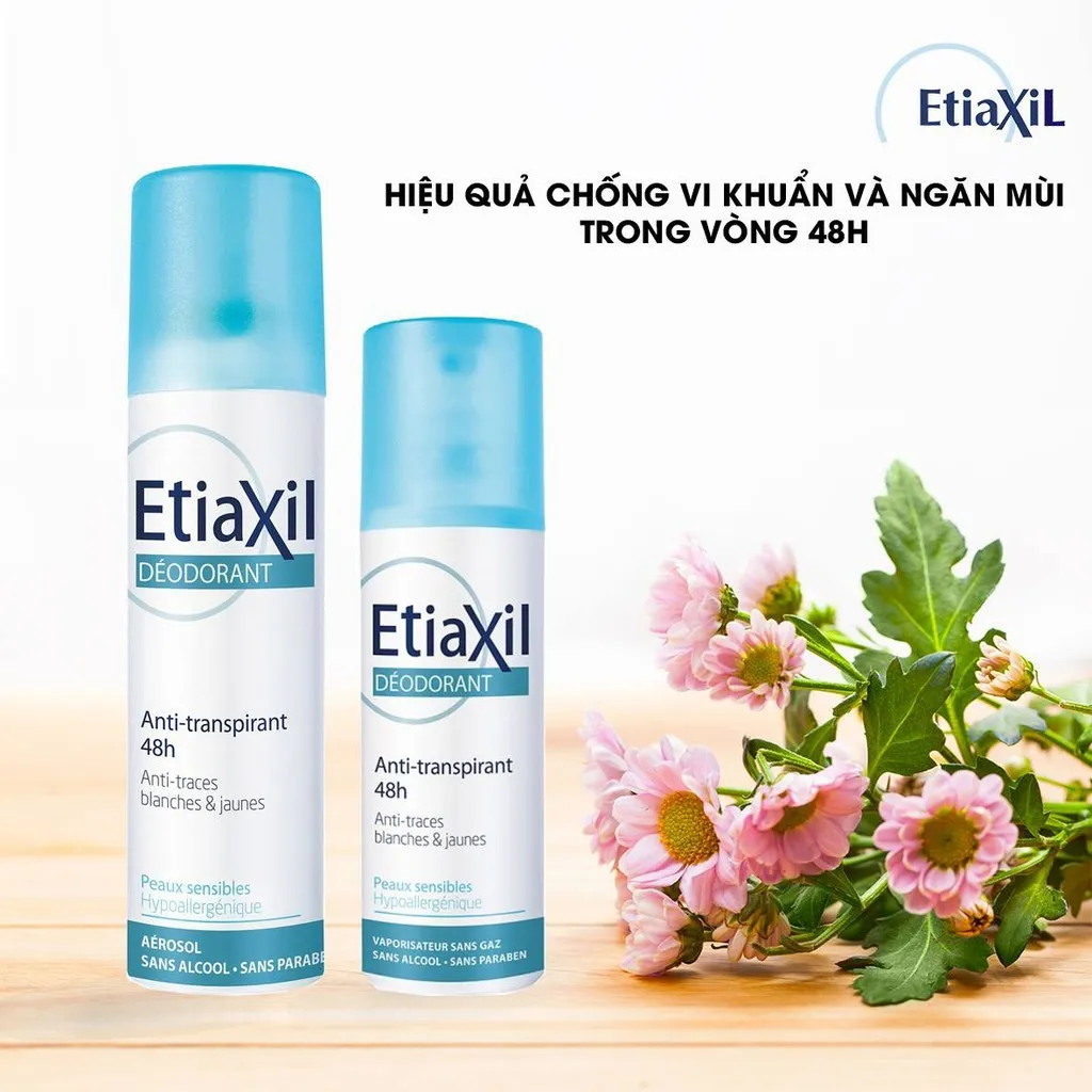 Xịt Khử Mùi ETIAXIL Déodorant Anti-Transpirant 48h Anti-Traces Blanches & Jaunes Hằng Ngày